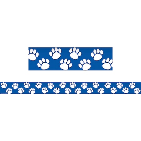 Teacher Created Resources Blue with White Paw Prints Border Trim, 35 Feet Per Pack, PK6 4620